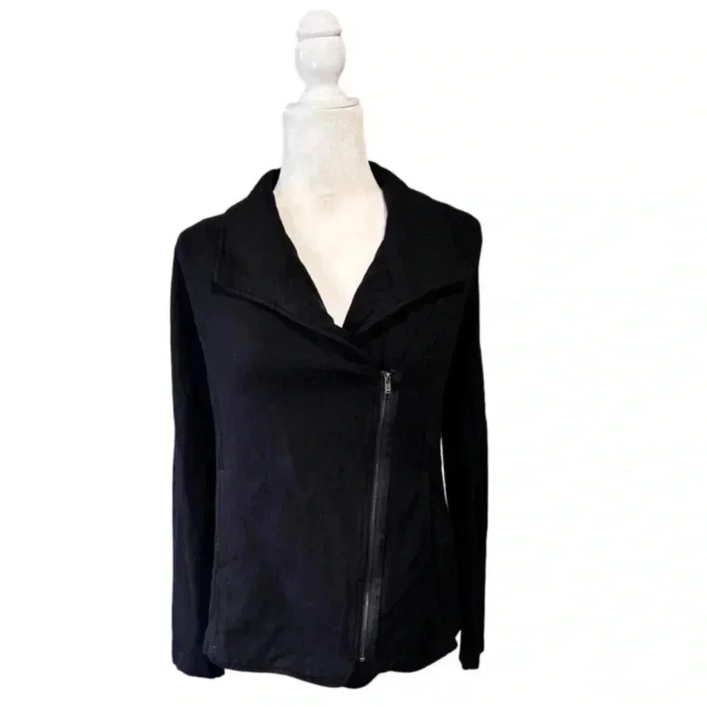 H by Bordeaux zippered black sweater jacket size S